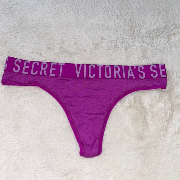 Victoria's Secret Intimates & Sleepwear Medium Victorias Secret Logo Band Purple Thong